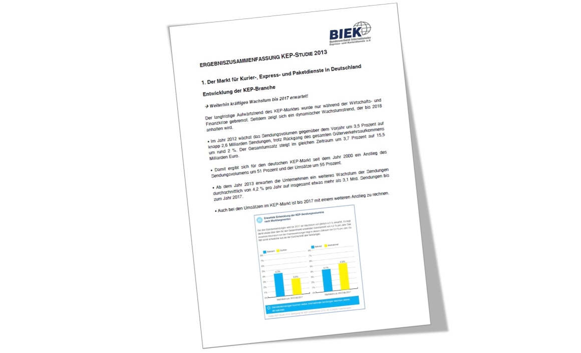 Ergebniszusammenfassung der KEP-Studie 2013